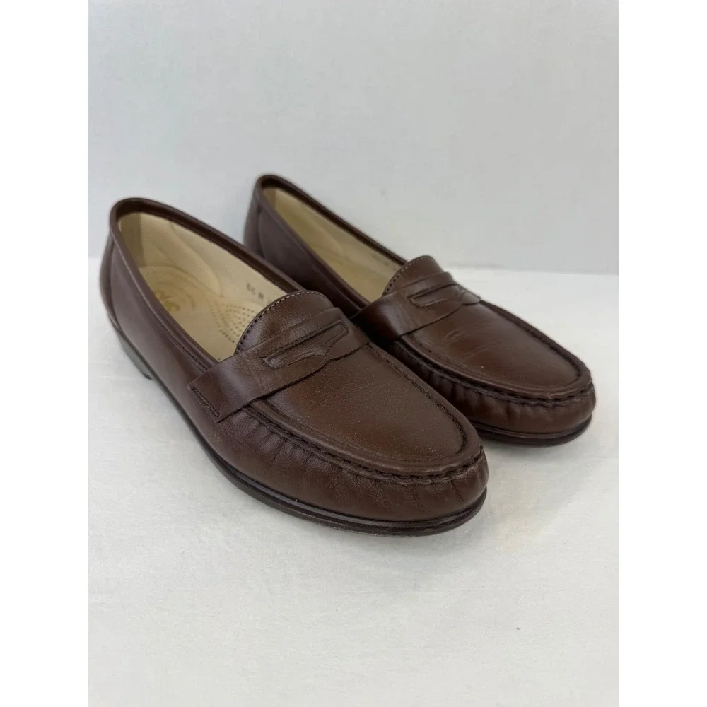 SAS Womens Penny Loafers Brown Leather Tripad Comfort Shoes 8.5 M‎ Made in USA